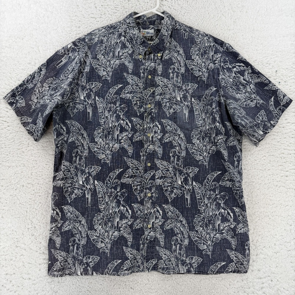 Reyn Spooner Shirt Mens 3XL Blue Parrot Hawaiian Short Sleeve Button Up Casual